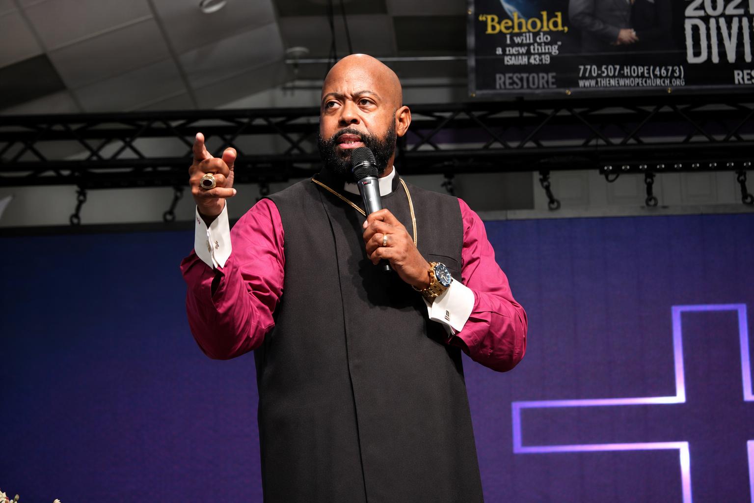 Bishop Richard Leaphart-Mack speaking to an audience